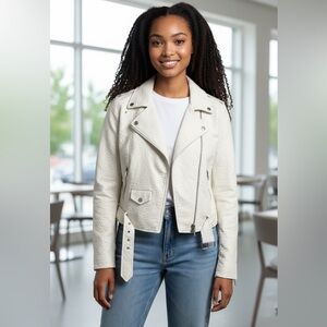 Nasty Gal White Faux Leather Winter Jacket Coat NEW Size Fall Outerwear Casual